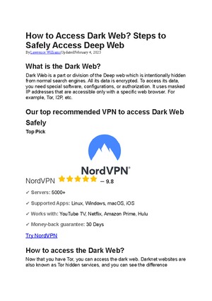 how to access the dark web